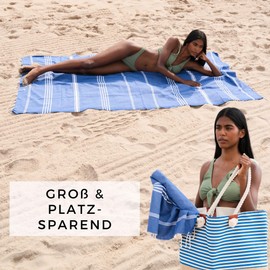 furora HOLIDAY Beach Towel Cotton XXL 100 x 200 cm, Spa & Hammam Towel: Thin, Compact, Long, Sauna Towel, Large Beach Towel, Women's and Men's Sauna Towel, Holiday Must Haves