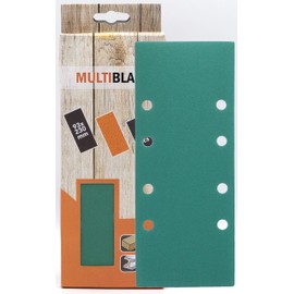 Multiblade Professional Velcro Sanding Sheet 93 x 230 mm, Pack of 10, Grain 80, 8 Holes, for Wood and Metal, Professional Quality, for Orbital Sander