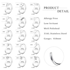 MILACOLATO 15 Pairs Huggie Studs Earrings For Women Girls Hypoallergenic Stainless Steel Small Half Hoop Earrings Silver Gold Tiny CZ Ball Star Moon Heart Helix Cartilage Earrings Jewellery 20G 15S