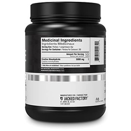 Jacked Factory Jacked Factory Creatine Monohydrate Powder 1000g - Creatine Supplement for Muscle Growth, Increased Strength, Enhanced Energy Output and Improved Athletic Performance 200 Servings, Unflavored