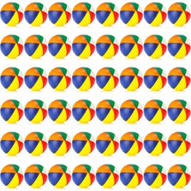 Jerify 48pcs Mini Beach Balls 2.5 Inch Rainbow Beach Stress Balls Small Pool Balls Beach Stress Relief Toys for Summer Birthday Beach Hawaiian Party Favors Water Pool Games (Classic Color)