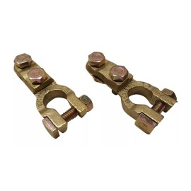 Ter-Mex 2x Solid Brass heavy duty Angle battery top post cable terminal Wire terminals