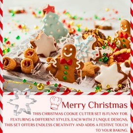 Christmas Cookie Cutters Set, 12 PCS Stainless Steel Holiday Cookie Molds - Santa Claus, Snowman, Snowflake, Christmas Tree, Gingerbread Man, Bell Shapes for Baking