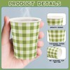 120Pcs Sage Green and White Gingham Paper Cups - 9oz