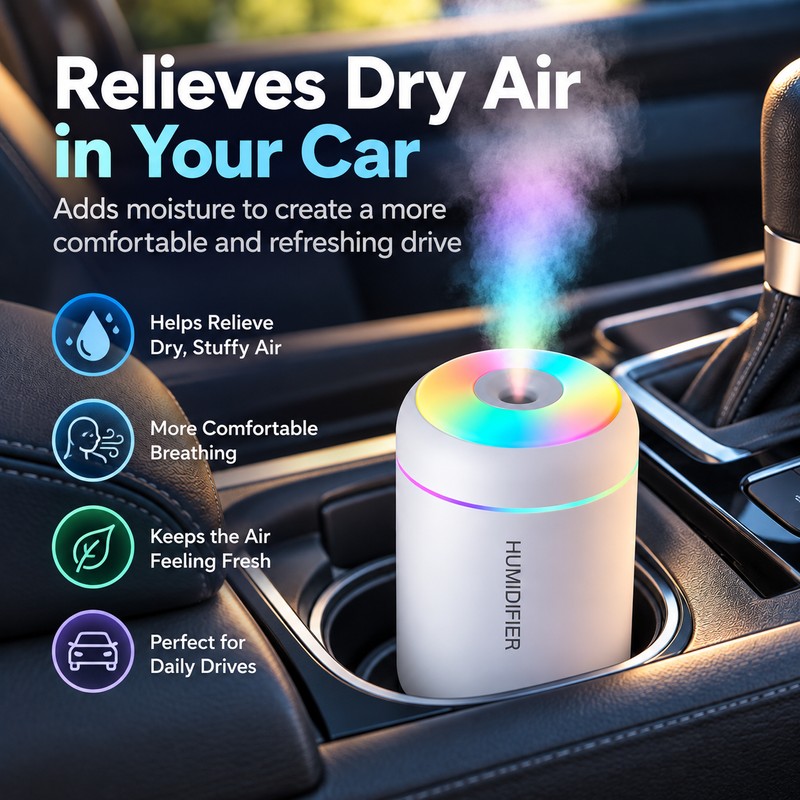 Mini USB Humidifier for Home & Car – 180ml Ultrasonic