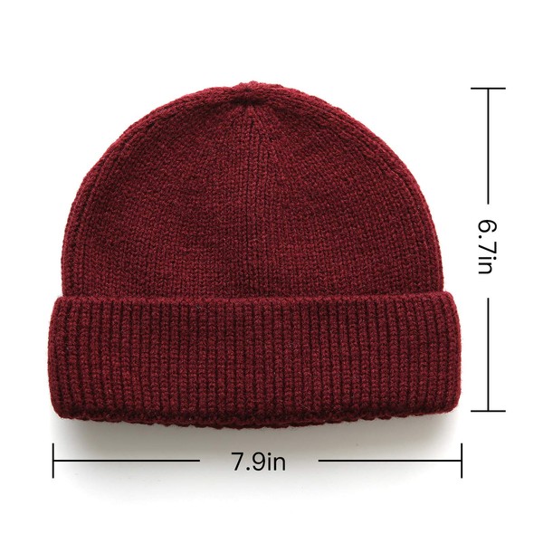DOANNOTIUM Watch Hat Wool Short Beanie Winter Fisherman Cuffed Knit