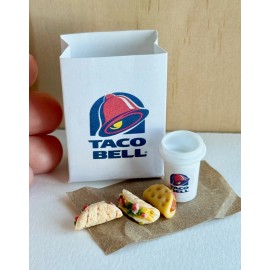 USAminiature 1:12 handmade bags Dollhouse Miniature subway taco bell in-n-out Dunkin donuts - taco bell set