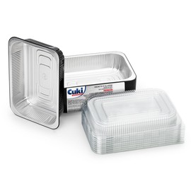 Cuki Professional vaschette alluminio con coperchi ultra-forza, 4 porzioni, laccate, cm24x17xh5 , 1 confezione da 25 pezzi, monouso per forno, microonde, frigo, cottura, conservazione