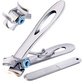 NAIL CLIPPERS FOR THICK NAILS - Clean 15mm wide jaw opening, nail file for thick nails, oversized stainless steel nail clipper cutter with extra large finger nail clippers for men