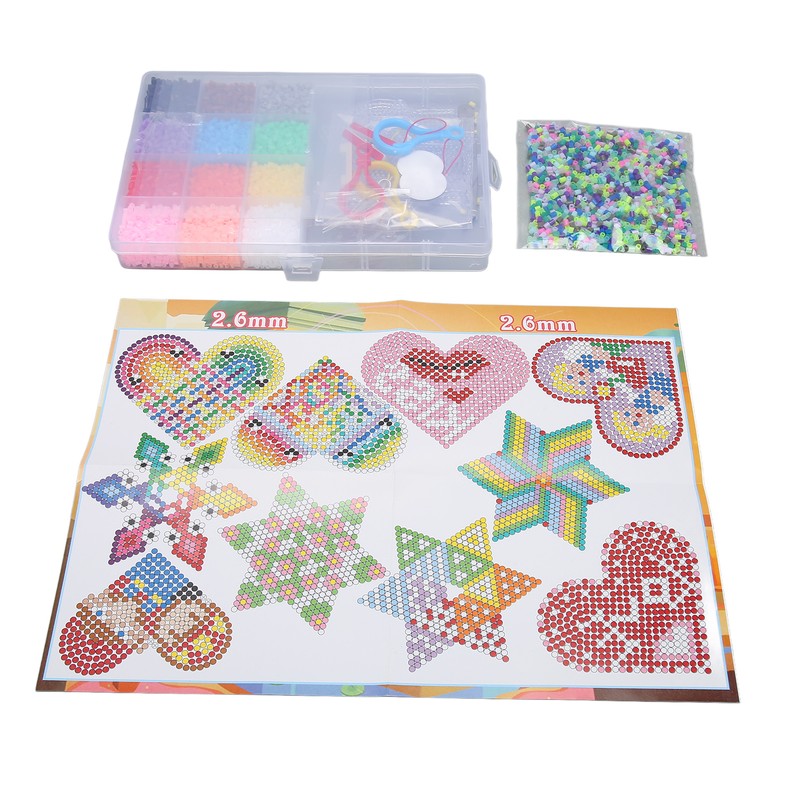 Kids Fuse Beads Kit 2.6mm 12 Colors Quadrate Heart Hexagonal