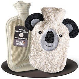 Cuddly Hot Water Bottle Animal [0.8L] Made of Extra Soft Organic Cotton and Recycled Felt - Made in Germany - Hot Water Bottle Animal - Funny Hot Water Bottle Children (Koala)