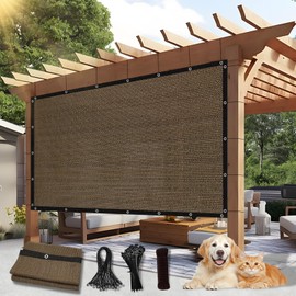 BELLE DURA 90% Outdoor Sun Shade Cloth, 8'×12' Pergola Shade Cover with Grommets, Privacy Screen Sunshades for Patio Garden Backyard Plant, Mocha