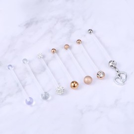 AceFun Belly Button Piercing Pregnancy Plastic Pregnancy Piercing Long Bioflex Banana Piercing Flexible Plastic 14G 25 mm 32 mm 35 mm 38 mm, Acrylic No metal Acrylic