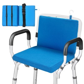 Shower Seat Cushion for Shower Chair, Washable Bath Seat Bench Cushion with Chair Fixed Belts with Non-Slip Back, Breathable 3D Air Mesh Fabric for Elderly, Senior, Handicap&Disabled