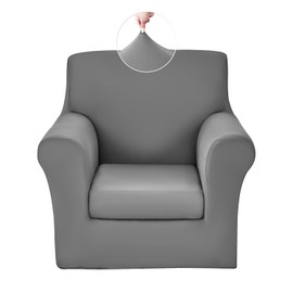 Keyroal Stretch Sofa Cover Couch Covers, 2-Piece Armchair Cover with Separate Cushion Cover, Washable Soft Spandex Furniture Protector for Living Room(Armchair, Grey)