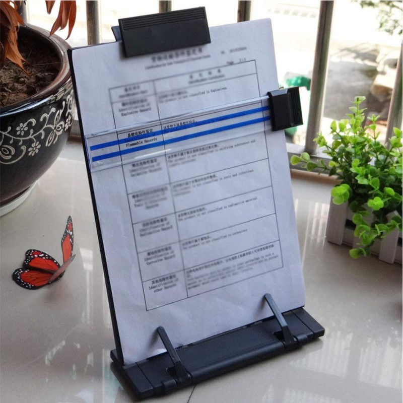 Black Metal Desk Document Holder Adjustable Positions with Reading Line