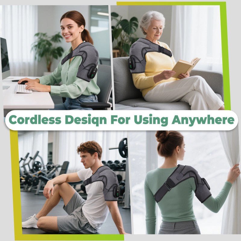 US Cordless Electric Vibration Shoulder Massager with Heat Shoulder Brace