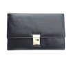 Lockable Leather Travel Wallet Organiser Document Holder. (Black)