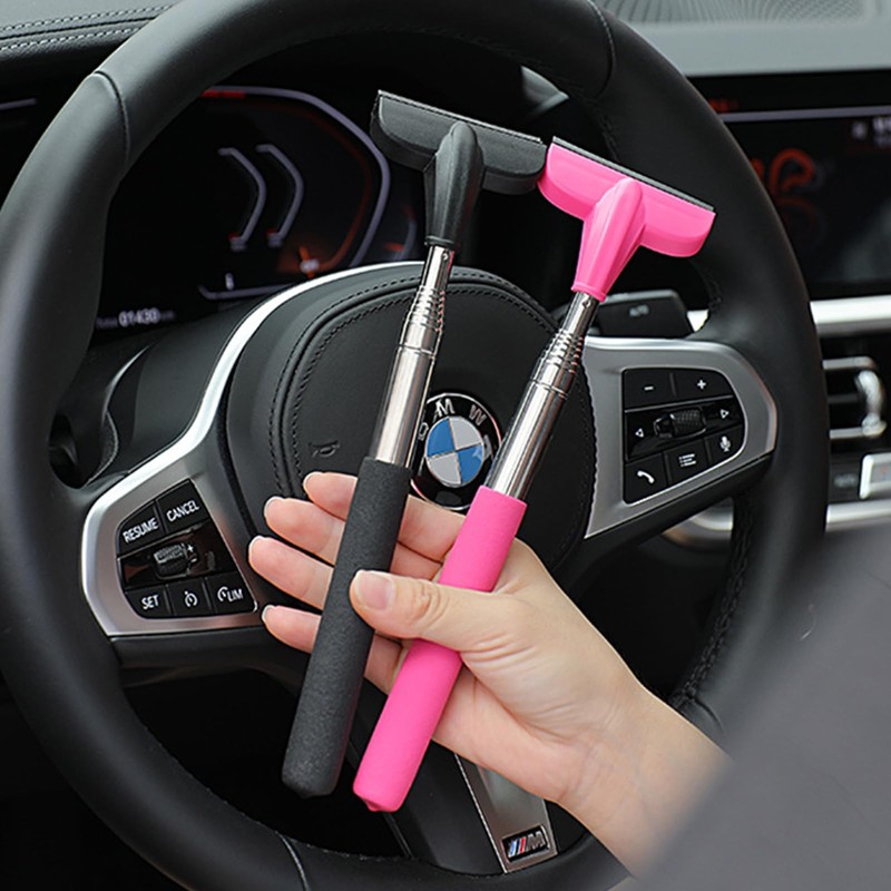 2Pcs Car Window Mini Squeegee, Portable Tiny Car Side Mirror