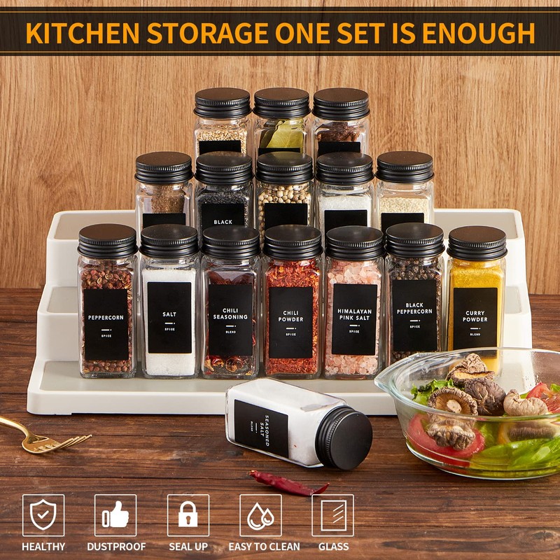 Skiileor 36 Pcs Spice Jars with Label- Glass Spice Jars