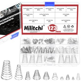 Hilitchi 149PCS 15 Sizes Spring Assortment Kits Stainless Steel Compressed Springs Extension Springs for Shop and Home Repairs(Silver)