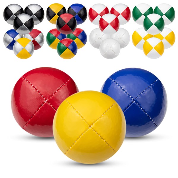 Juggle Dream 3x Pro Thud Juggling Balls - Set of 3 Professional Juggling Balls with Free Online Learning Video, Perfect for Beginners and Experts (Red, Yellow, Blue)
