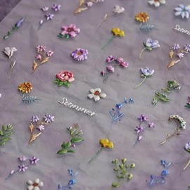 5D Embossed Flower Nail Stickers for Nail Art - Flower Nail Art Stickers Spring Summer Floral Leaf Plant Nail Decals Self-Adhesive Nail Supplies Manicure Sliders Flower Stickers for Women Girls DIY