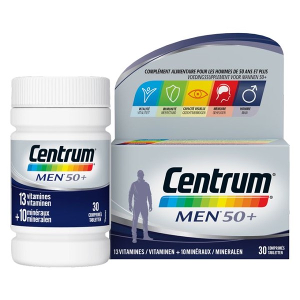 GlaxoSmithKline Centrum Men 13 Vitamines + 10 Minéraux 30 comprimés, + 50 years