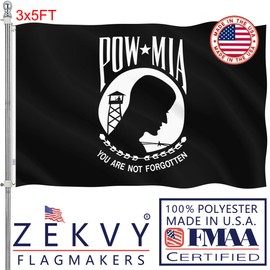 ZEKVY Pow Flag 3x5 Outdoor Made in USA - Double Sided Heavy Duty Vivid Color Pow Mia Flag with 2 Brass Grommet