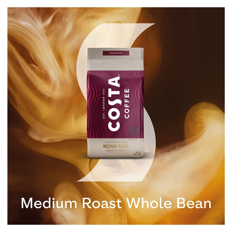 Costa Coffee Whole Bean Coffee, Signature Blend Medium Roast, 12oz