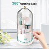 QIYVLOS Toothbrush Holders with Sliding Lid, Rotating 3 Slots Bathroom