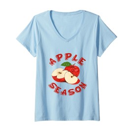 Womens Apple Picking Season Farm Fresh Farmer Apple Orchard Harvest V-Neck T-Shirt