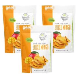 Gourmet Grove - Natural Dried Mango Slices 18 OZ Pack of 3 Pouch | Soft, Juicy, Sliced Mangoes | Lightly Sweetened - (Pack of 3)