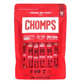 Wholesale Clubs DirectChomps Original Beef Sticks, Mild, 12 Individually Wrapped
