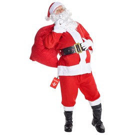 Morph Santa Claus Costume For Men - Professional Santa Suit Outfit For Adults - Saint Nick Costumes Adult Men - Holiday Party Dress Up Costume, Large