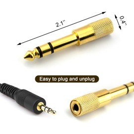 Juxiamal 2pcs Headphone Adapter Audio Jack Adapter 6.35mm (1/4") Male to 3.5mm (1/8") Female Stereo Plug Converter for Digital Piano, Keyboard, Electric Guitar (Gold)