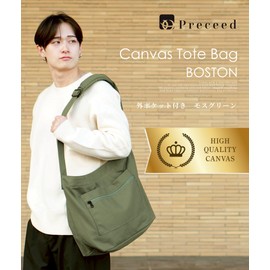 Preceed Canvas Tote Bag, New Colors Available, Shoulder-Friendly, Shoulder Bag, Removable Shoulder Pad, Metal Buckle, YKK Zipper, 2 Interior Pockets, Large Capacity, Unisex, Boston Style, beige black