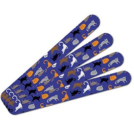 Crazy Cat Pattern Double-Sided Nail File Emery Board Set 4 Pack