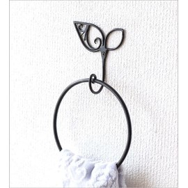 Towel Hanger Iron Towel Rack Stylish Cute Antique Iron Ring Hanger Leaf [kan1382]