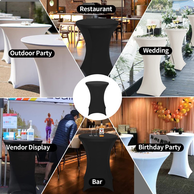 FestiCorp Spandex Blue Table Cover, Cocktail Fitted Tablecloths, Round Highboy