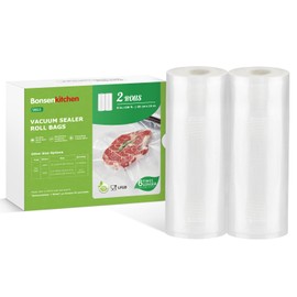 Bonsenkitchen Vacuum Sealer Bags Rolls, 8 in x 50 ft Rolls 2 pack Durable Food Sealer Bags, Commercial Grade, Heavy Duty, BPA Free, Seal a Meal, Great for Food Storage & Sous Vide Cooking, VB23