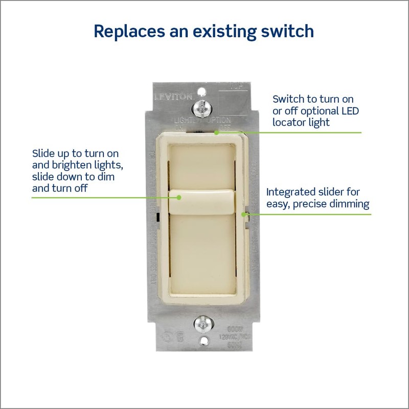 Leviton SureSlide Dimmer Switch for Dimmable LED, Halogen and Incandescent