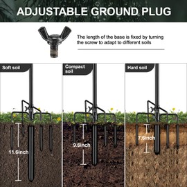 Bird Feeder Pole, 94 Inch & 5/8 Inch Diameter Stainless Steel Heavy Duty Shepherds Hooks for Outdoor to Hang Outdoor Lights with 5 Prongs Base, Rustproof for Garden Decor or Wedding Decors(Black)