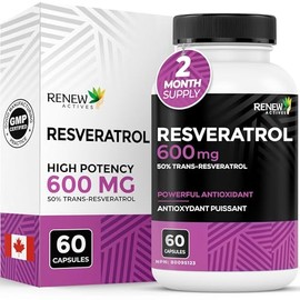 Renew Actives Resveratrol Supplement 600mg per Serving - High-Potency Antioxidant Complex with 50% Trans-Resveratrol – Supports Cellular Health & Long