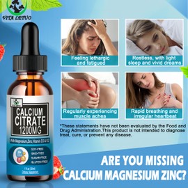 (2 Pack) Calcium Supplements for Women,Calcium 1200mg with Vitamin D3 Drops for Bone,Teeth,Colon,Cardiovascular Health,High Absorption Liquid Calcium Citrate Magnesium Plus Zinc Vitamin K2,Vegan
