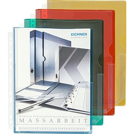10 x Expanding Folded Pockets DIN A4 Transparent PVC Open Top and Semi-Open Side with Filing Edge with Euro Holes