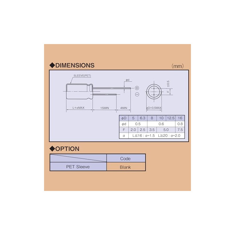 330uF 35V 10x12.5mm Rubycon Electrolítico (paquete de 10)