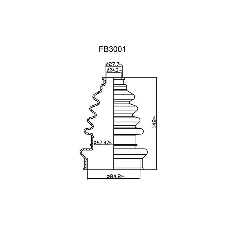 Flexx Boot FB3001 Large Shaft Universal CV Boot