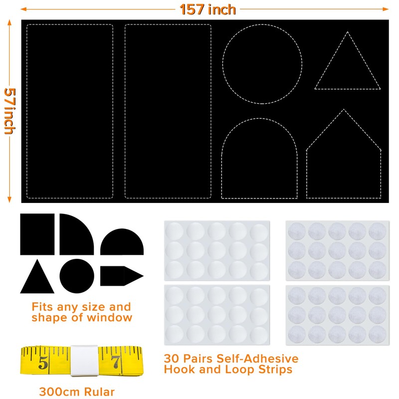 Blackout Blinds, (100 x 145CM) Portable Blackout Curtains, 100% Blackout