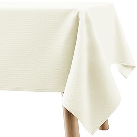 Filumi Tablecloth 140 x 180 cm Cream Washable for Indoor Outdoor Geometric Zigzag Pattern Verte